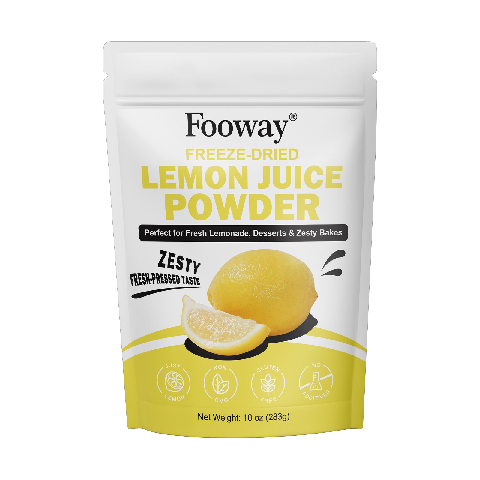 FOOWAY Premium Freeze-Dried Lemon Juice Powder 10 oz, Fresh-Squeezed Taste Lemon Powder, No Added Sugar, Non-GMO, Perfect for Fresh Lemonade, Zesty Baking, and Culinary Use