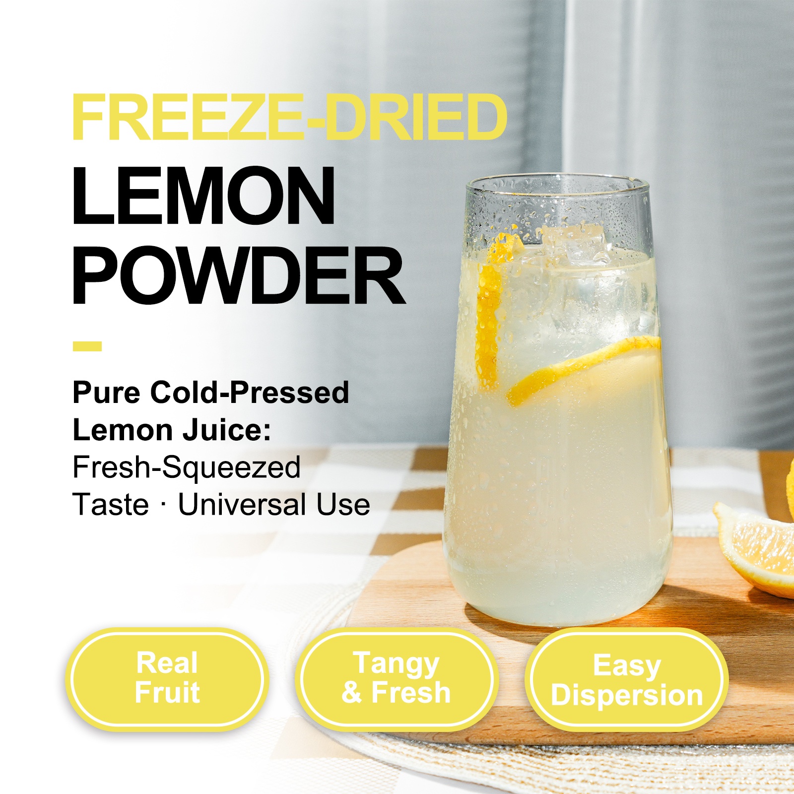 FOOWAY Premium Freeze-Dried Lemon Juice Powder 10 oz, Fresh-Squeezed Taste Lemon Powder, No Added Sugar, Non-GMO, Perfect for Fresh Lemonade, Zesty Baking, and Culinary Use image 2