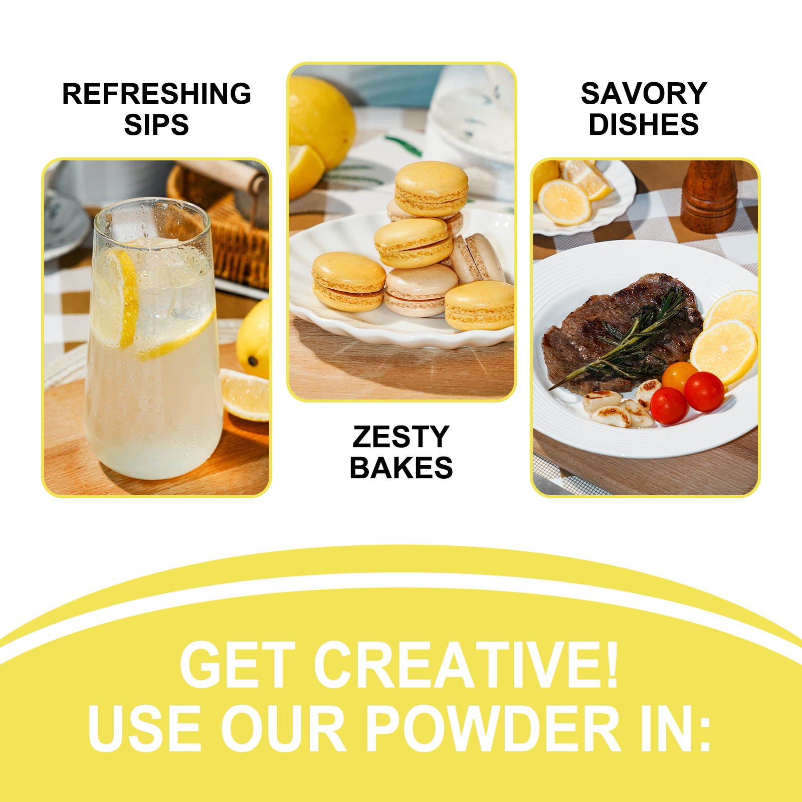 FOOWAY Premium Freeze-Dried Lemon Juice Powder 10 oz, Fresh-Squeezed Taste Lemon Powder, No Added Sugar, Non-GMO, Perfect for Fresh Lemonade, Zesty Baking, and Culinary Use image 5