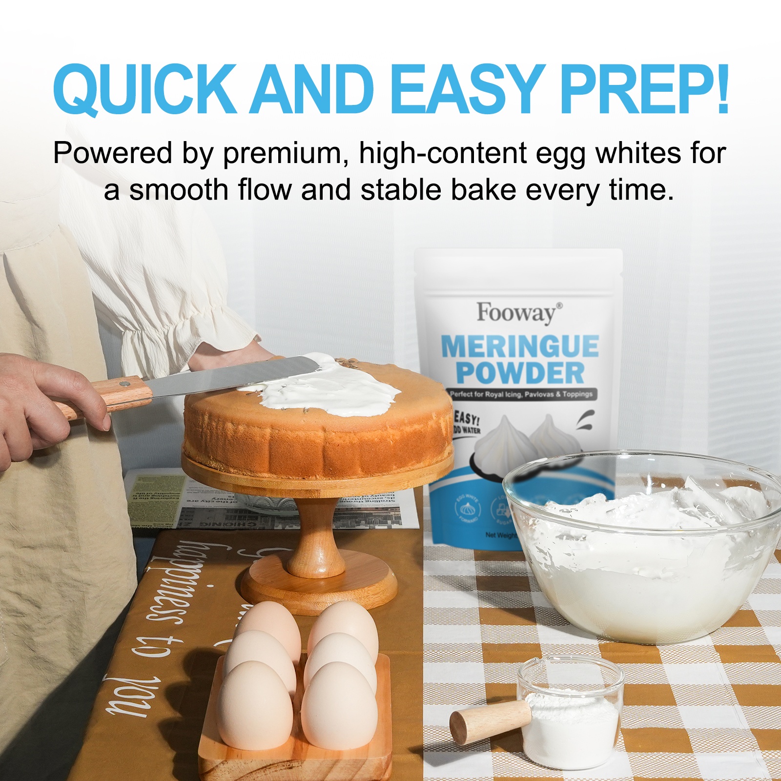 Fooway Premium Meringue Powder 12 oz, High Protein Egg White Base for Stable Royal Icing & Cookie Decorating, Lower Sugar, Gluten Free, Non-GMO image 3