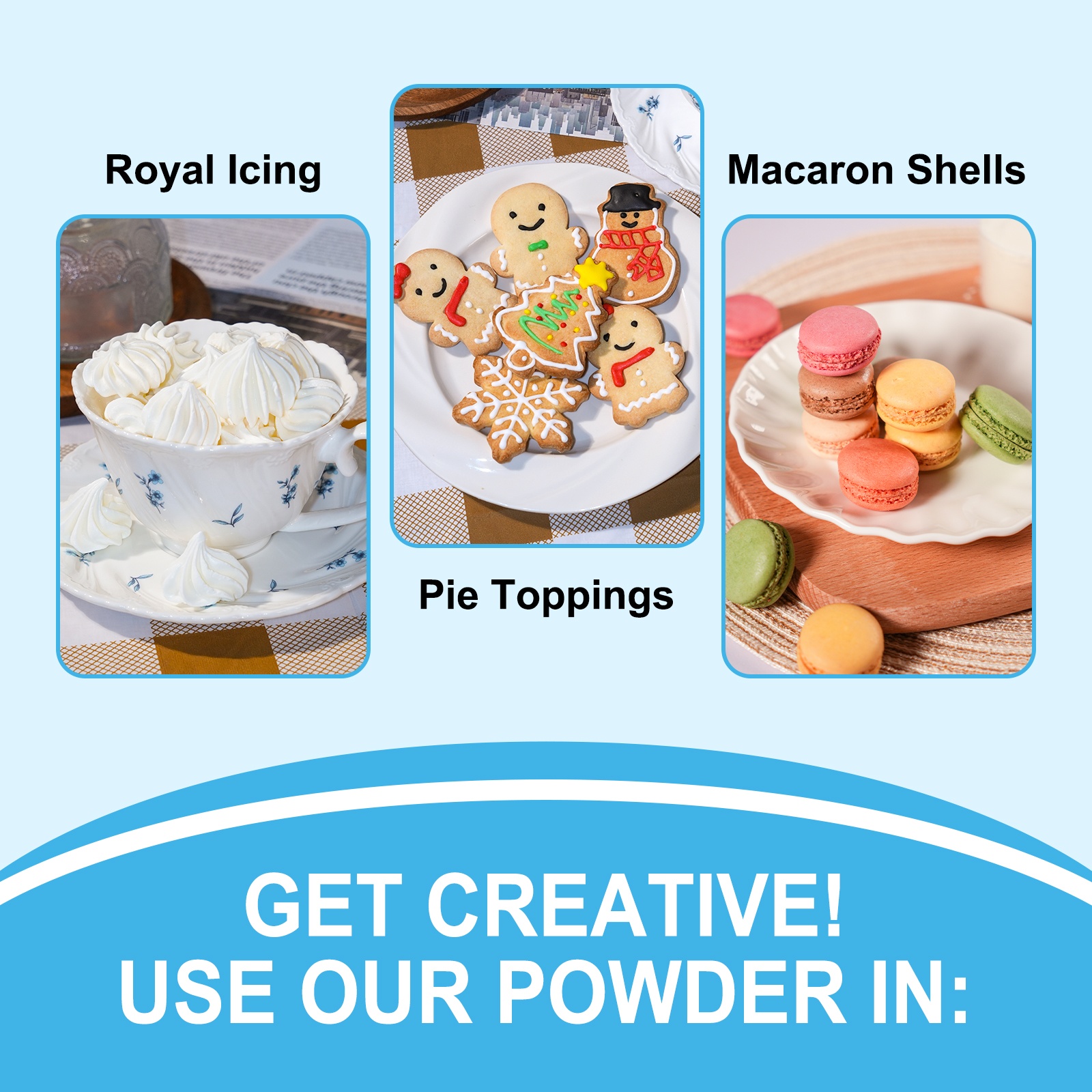 Fooway Premium Meringue Powder 12 oz, High Protein Egg White Base for Stable Royal Icing & Cookie Decorating, Lower Sugar, Gluten Free, Non-GMO image 5