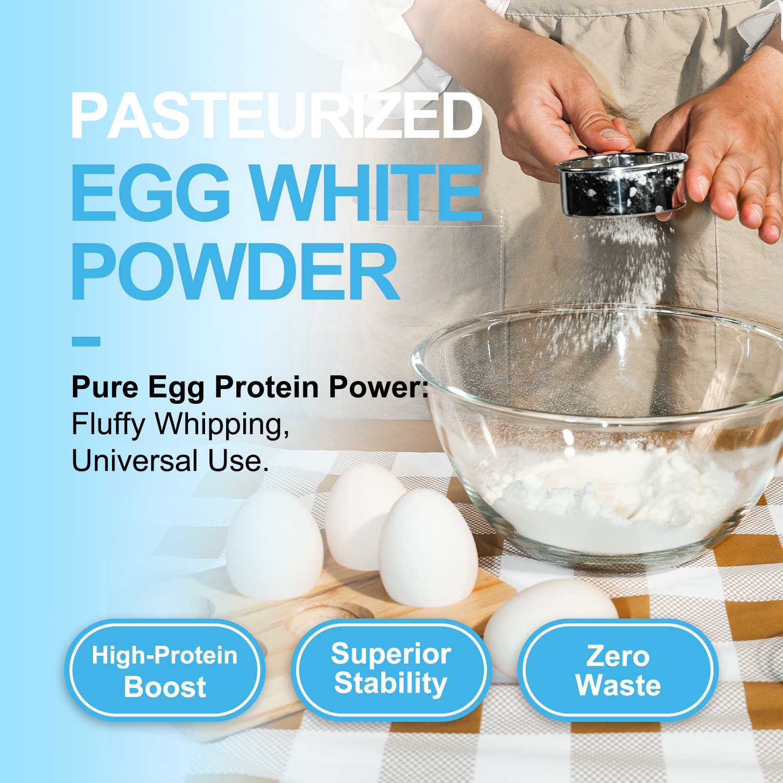 Fooway Premium Freeze-Dried Egg White Powder 8.82 oz, Unflavored Dried Egg Whites, High Protein for Baking, Gluten Free, Non-GMO image 2
